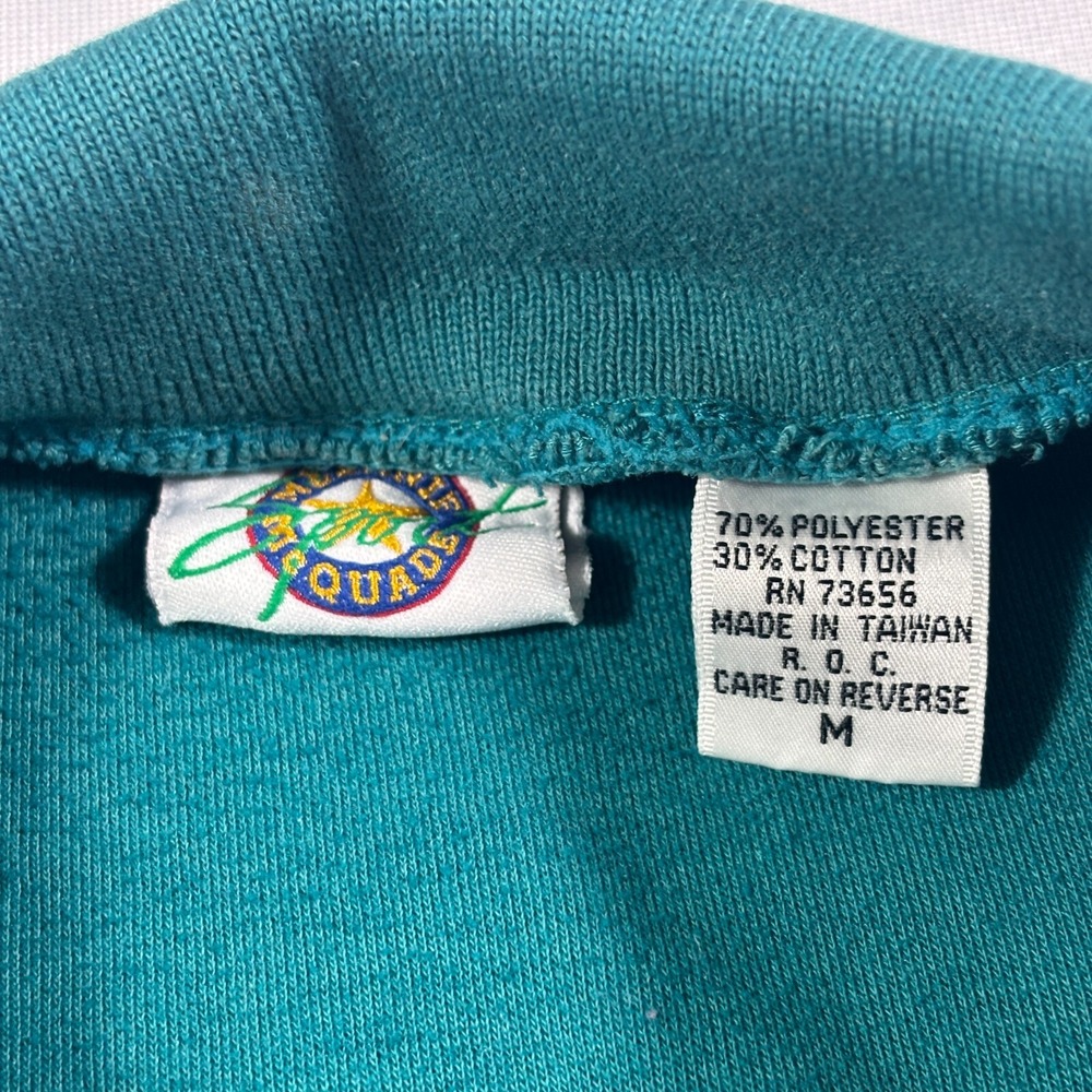 Vintage 80s Buckingham Quilted Collared Sweatshirt Womens M Teal Green Grandma - Picture 6 of 7
